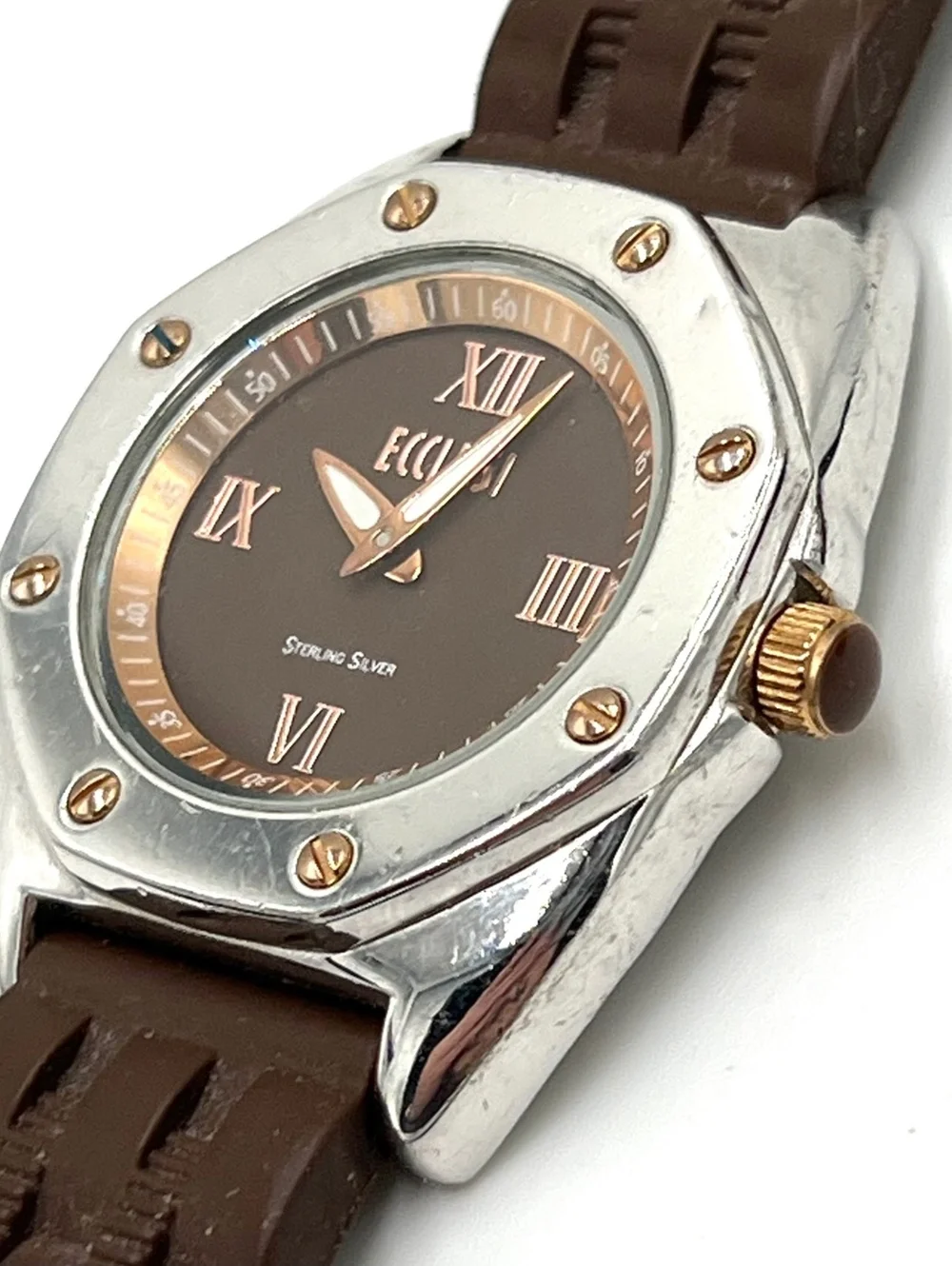 Ecclissi Sterling silver 23976 Chocolate Brown Rubber Band